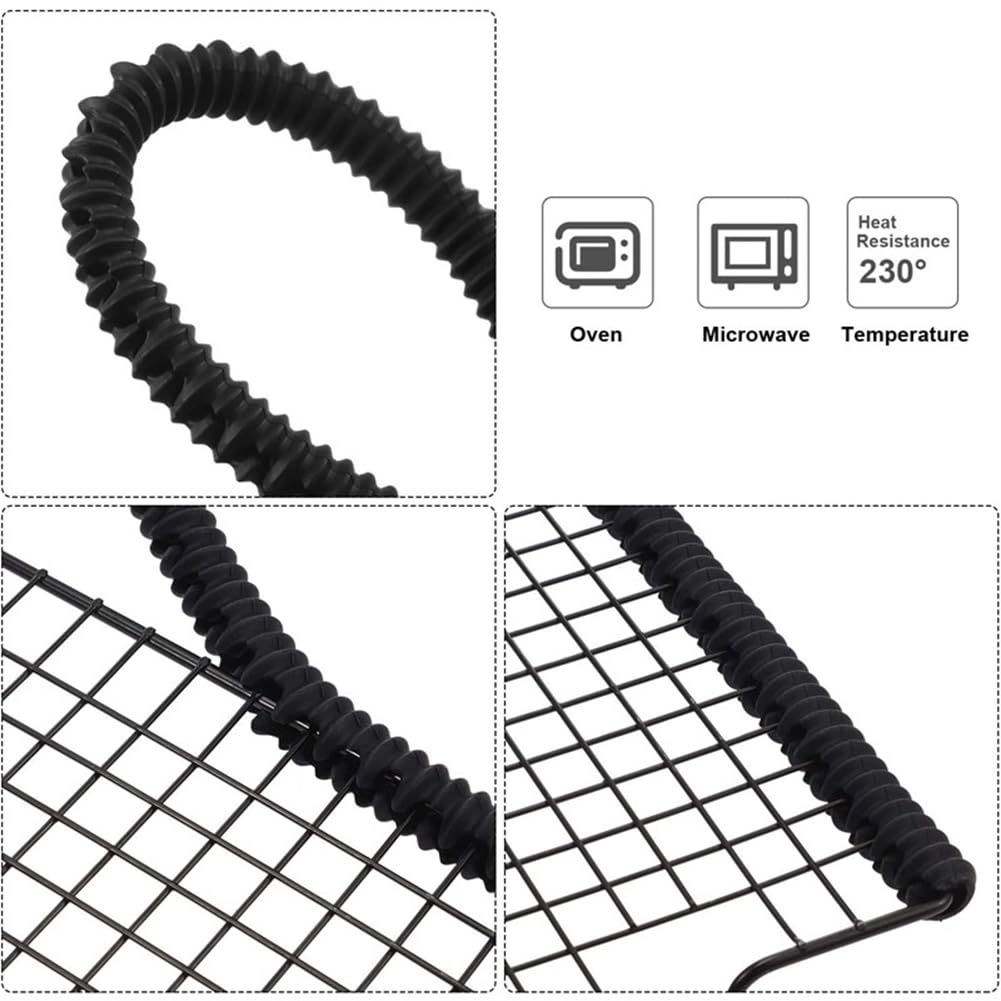Protectores extra largos para horno, paquete de 2 fundas de silicona resistentes al calor para estante de horno de 14 pulgadas de largo, protector de borde para estante de horno, protege contra 3