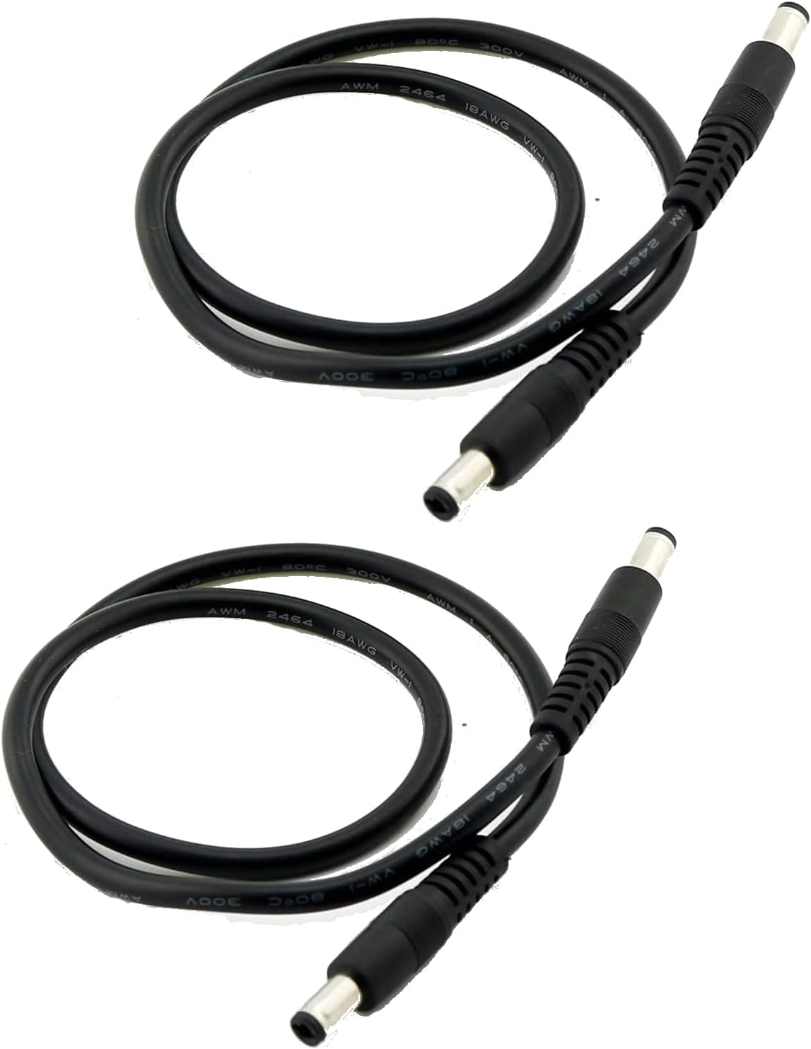 2pcs CCTV DC Power Plug 5.5mm x 2.5mm Male Plug to 5.5 x 2.5mm Male Adapter Connector Cable Cord 50cm 18AWG 12V 5A for LED Strip Surveillance Camera Security Camera