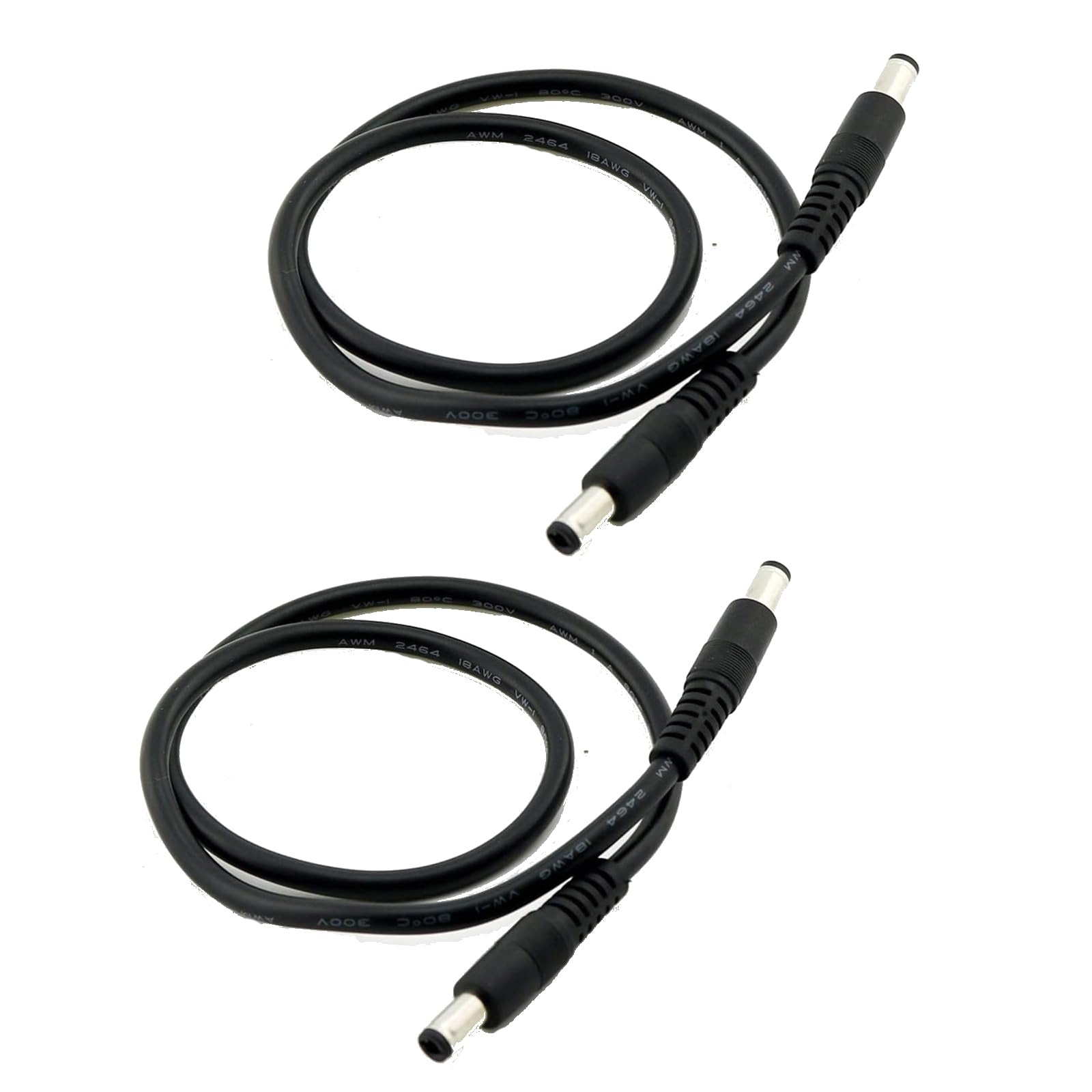 UpperFu 2pcs CCTV DC Power Plug 5.5mm x 2.5mm Male Plug to 5.5 x 2.5mm Male Adapter Connector Cable Cord 50cm 18AWG 12V 5A for LED Strip Surveillance Camera Security Camera