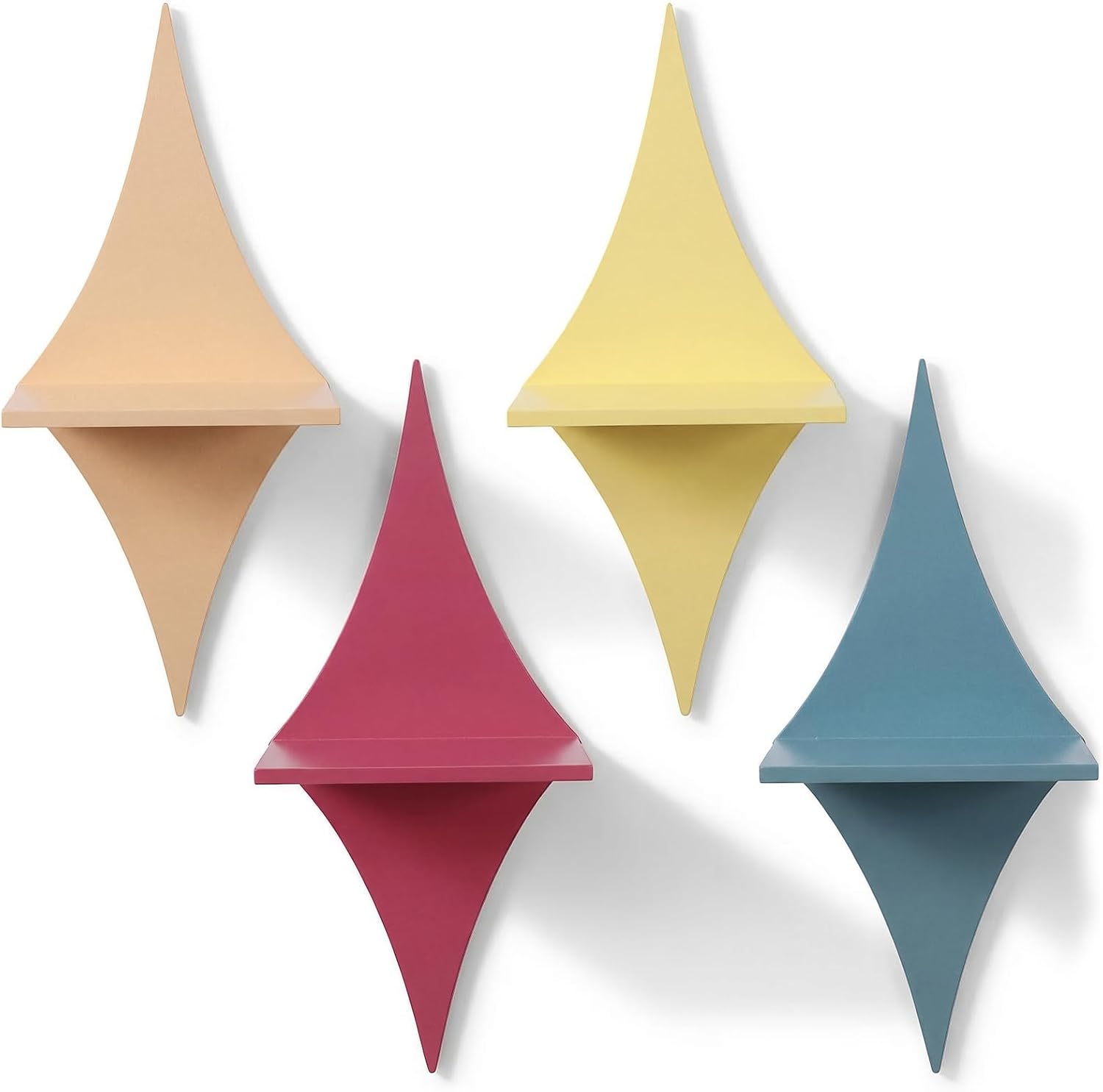 4 PCS Scalloped Floating Shelves for Wall,Mid Century Wall Decor-35X15CM
