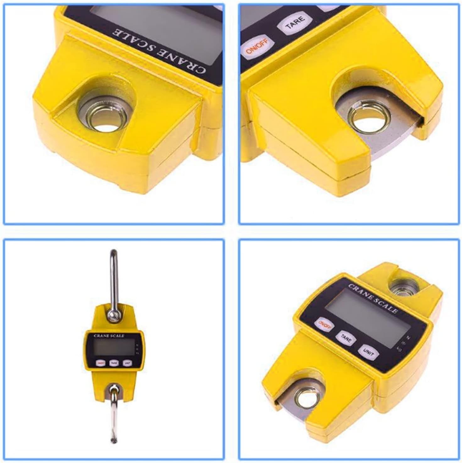 Digital Crane Scale Digital Crane Scale 300kg/50 Industrial Heavy Duty Suspension Travel Scale Yellow Suitable for Home Farm Factory Hunting LCD Display