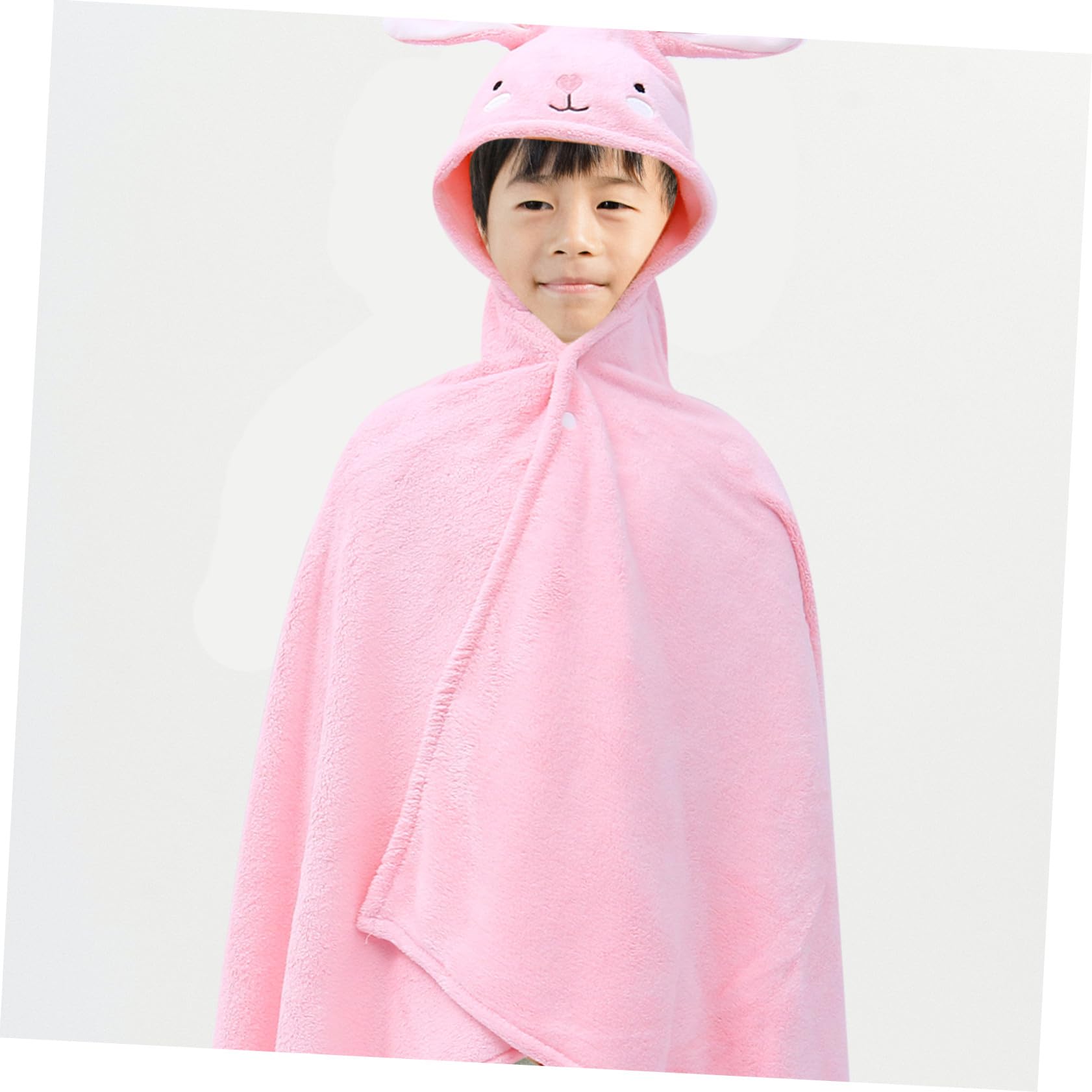 IMIKEYA Kinderbadetuch mit Kapuze, Rosa Hasenmotiv, 70x140 cm | Polyester Chinlon, Saugstark und Waschbar, für Kinder, Niedliches Cartoon Design