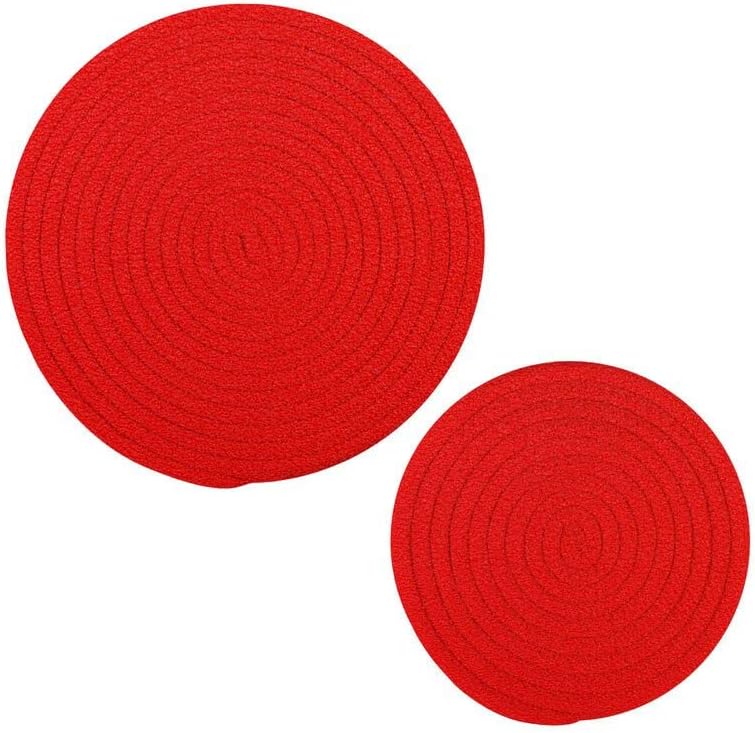 Hot Pads Pot Holders Trivets Set Red Cotton Thread Weave Trivets for Hot Pots and Pans Heat Resistant for Kitchen