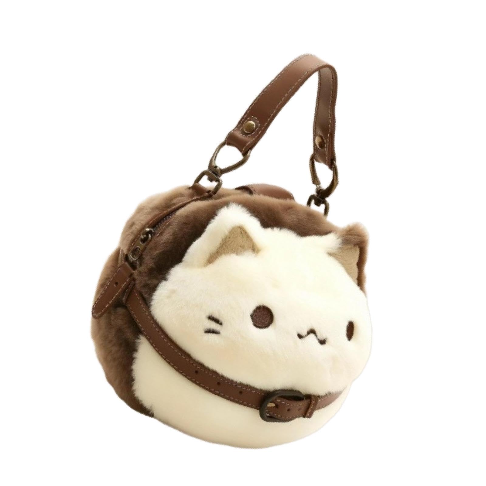 Cat Plush Purse Funny Decorative Cartoon Handbag for Traveling Festival Work 20cmx13cmx19cm-image-32