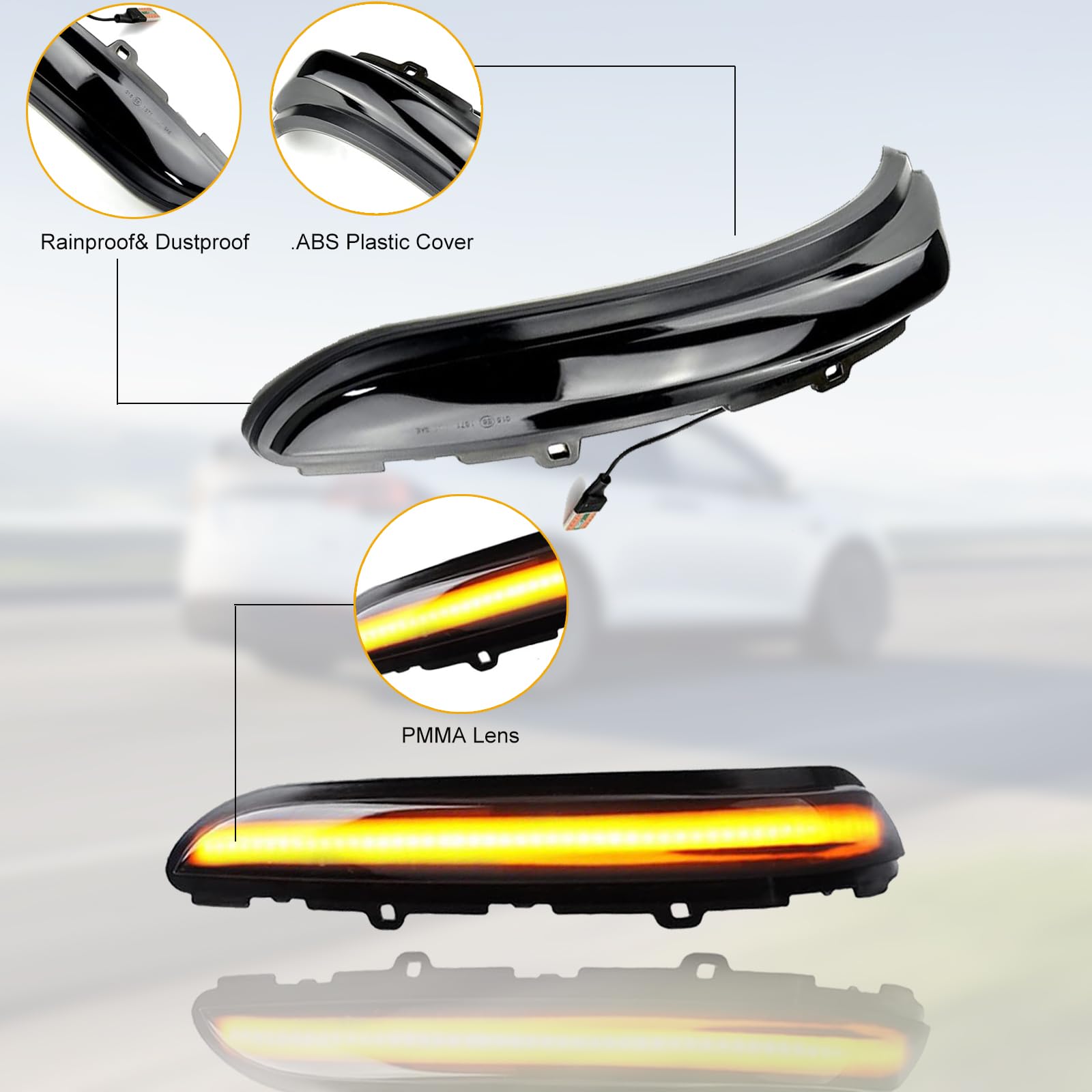2 pezzi indicatori di direzione dinamici a LED nello specchietto retrovisore per Peugeot 2008 208 2013-2020 per Citroen C3 C4 For Cactus 2016 Dinamico (Nero)