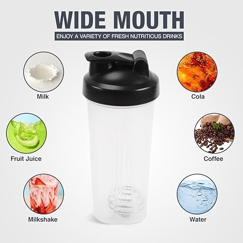 Miniatura 3 de Botella agitadora de 20 onzas, a prueba de fugas, para batidos de proteínas, botella agitadora para preentrenamiento y viajes, sin BPA y proteína