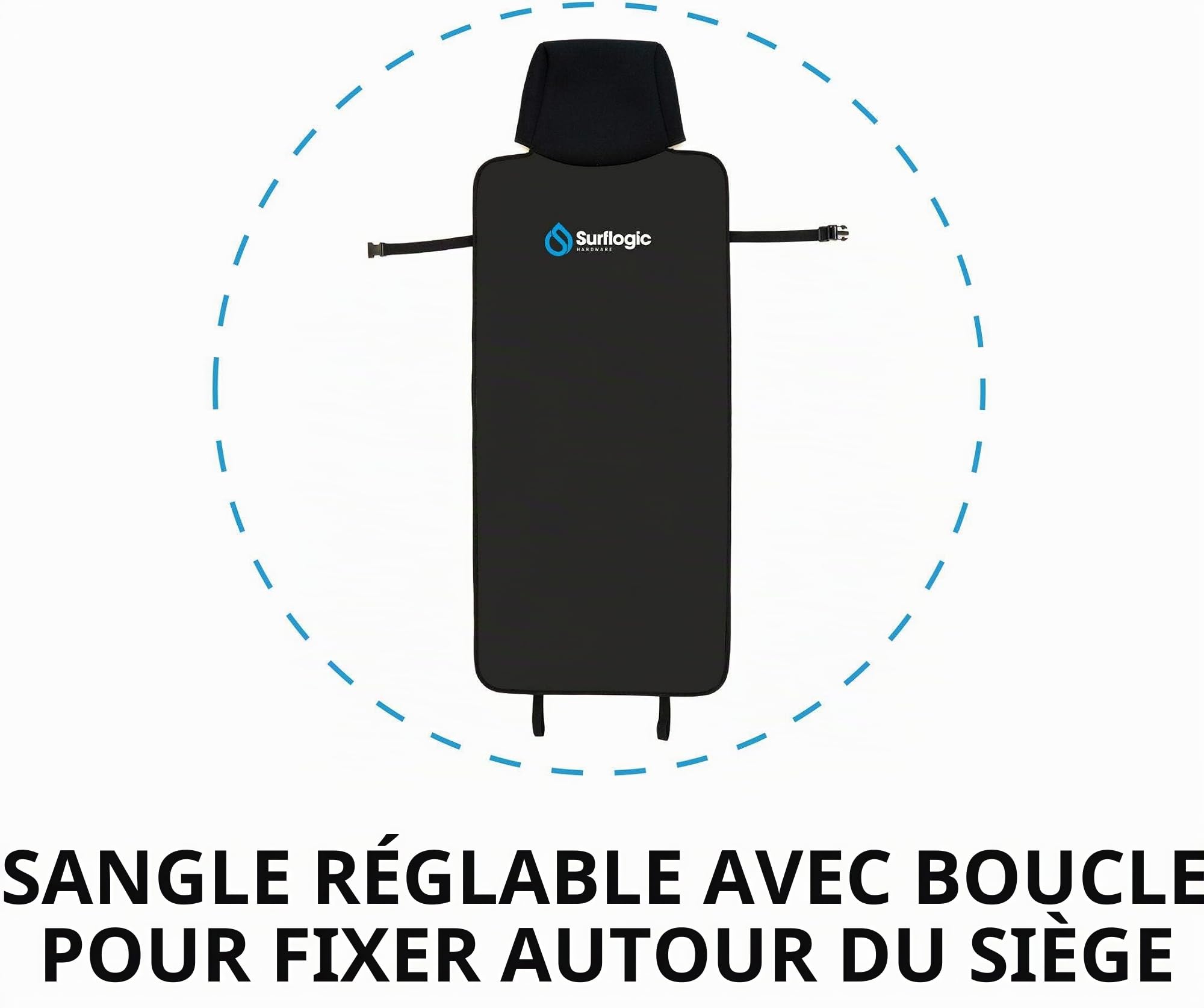 SURF LOGIC Waterproof Car Seat Cover Single Housse pour Adulte, Unisexe, néoprène/Noir (Noir), Taille Unique