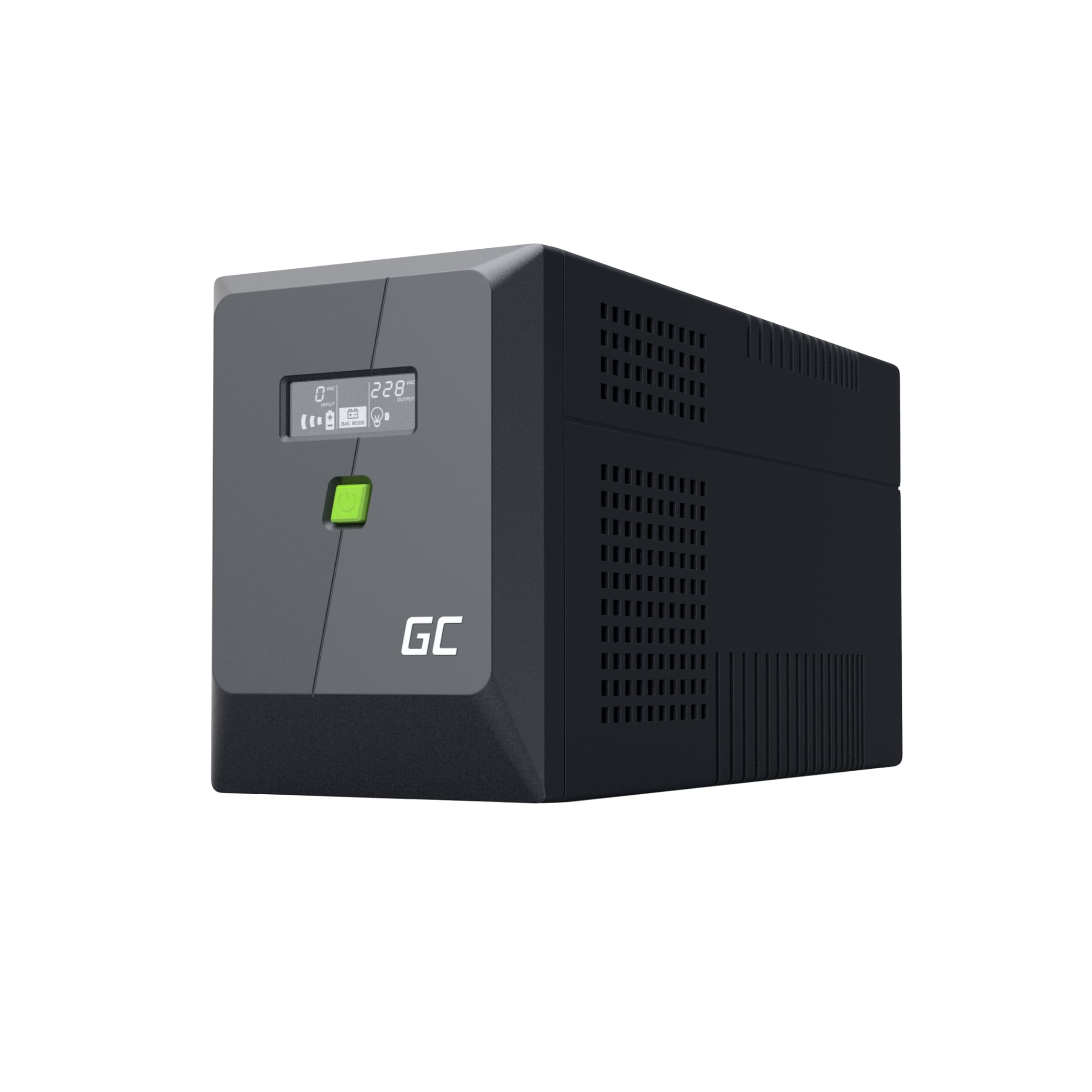 Green Cell PowerProof Gruppo di continuità UPS 2000VA/1200W con display LCD, onda sinusoidale modificata, protezione sovratensioni, alimentazione di emergenza, USB/RJ45, 4 prese Schuko + IEC