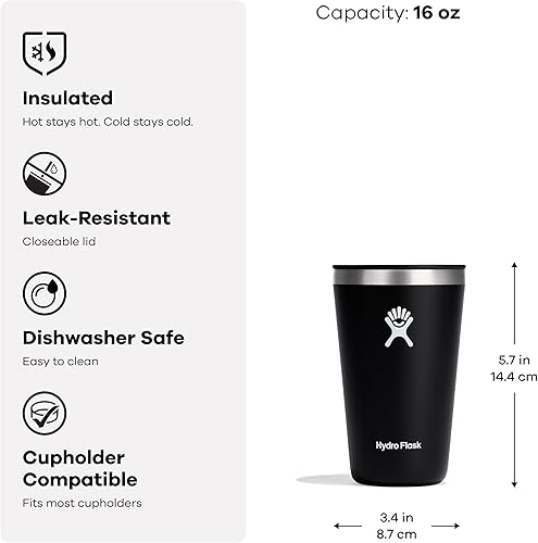 Miniatura 5 de Hydro Flask Vaso de acero inoxidable de 16 onzas (16 onzas) índigo, apto para lavavajillas