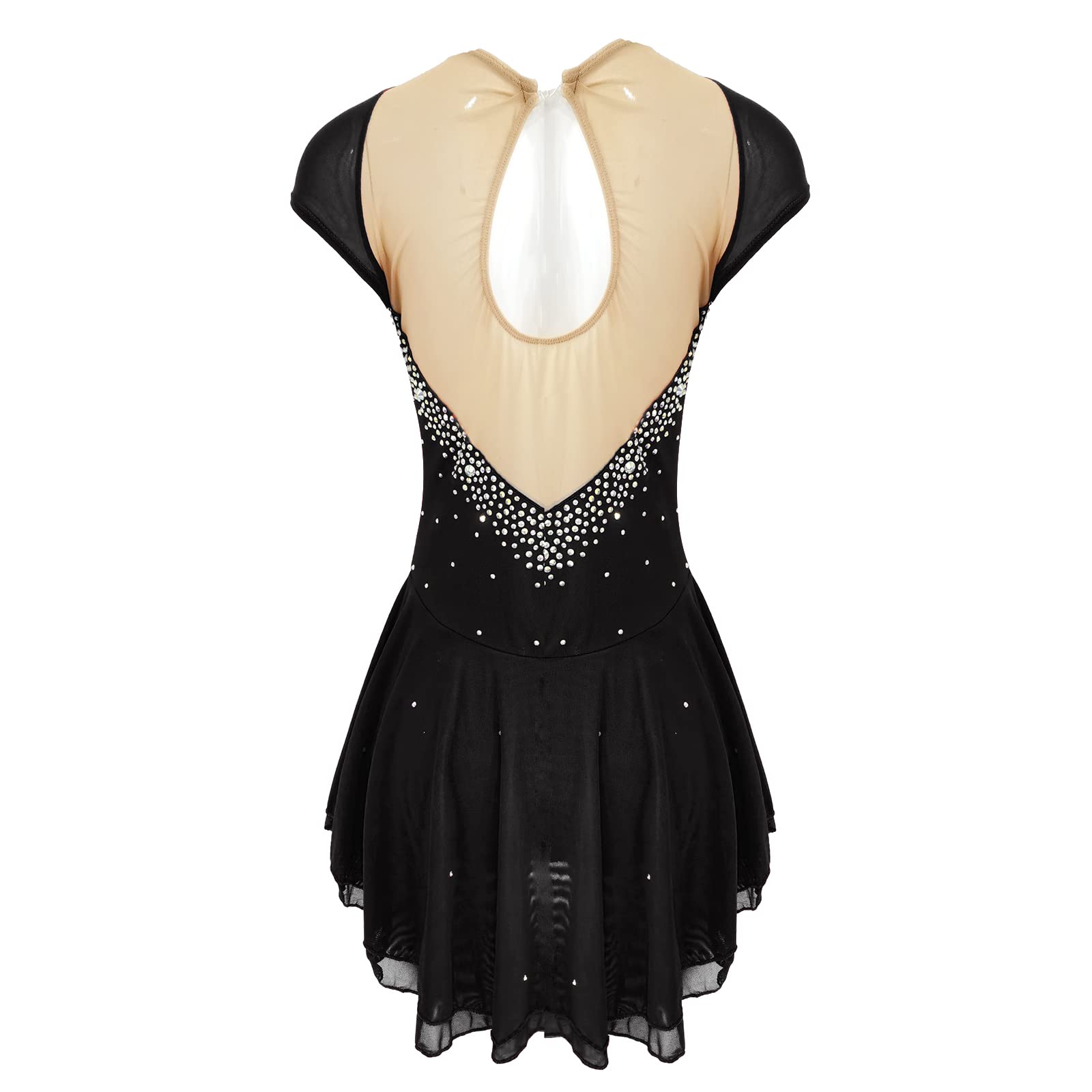 LIUHUO Robe de Patinage Artistique pour Filles et Femmes avec Strass