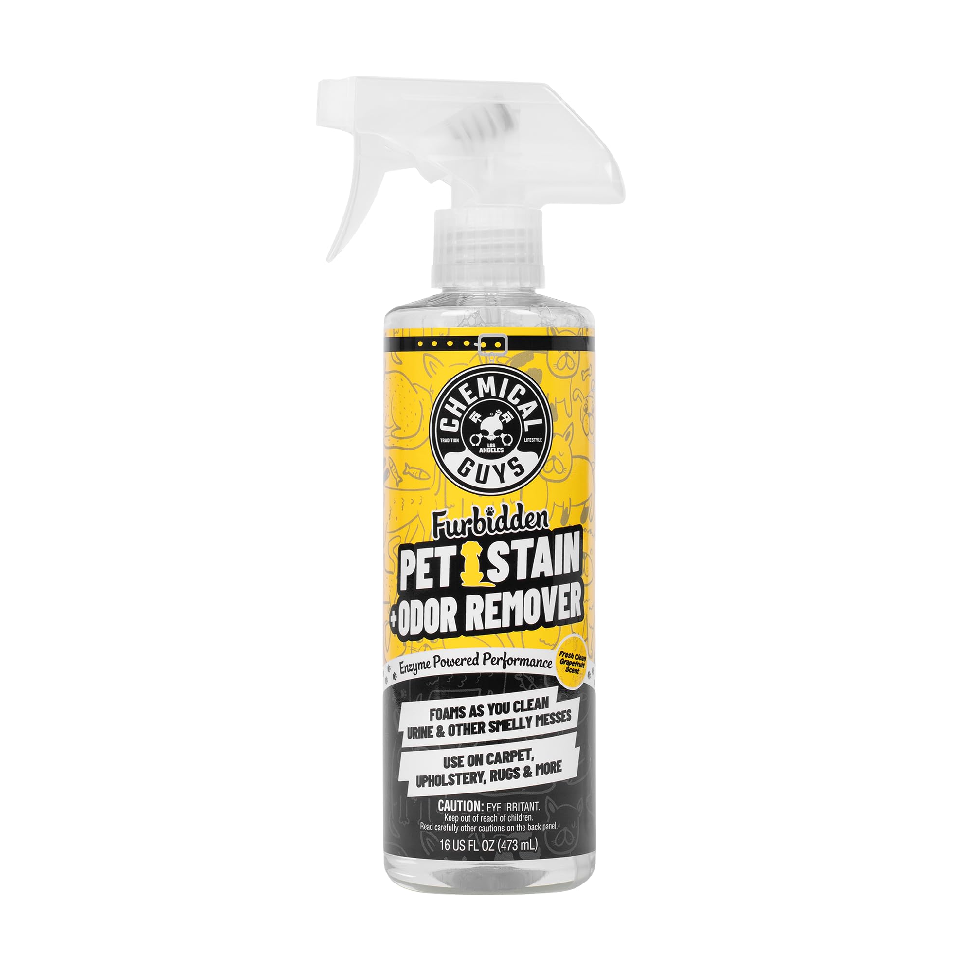 Chemical Guys Furbidden Pet Stain Remover for Car & Home, Carpet & Upholstery Cleaner, Eliminates Pet Odors & Stains from Urine & Vomit, Multi-Surface Pet Odor Neutralizer - 16 oz 16 Fl Oz (Pack of 1)