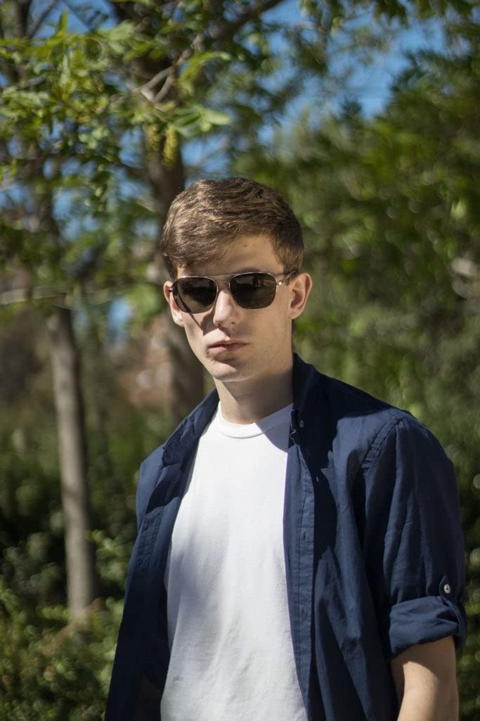 CLANDESTINE - Sonnenbrille B-Pilot 18 Silver Ice Blue - Blaue HD Nylon Gläser und Edelstahlrahmen - Sonnenbrille für Männer und Damen - Mit Smart Vision Technology - Bessere Sicht, Geringere Blendung