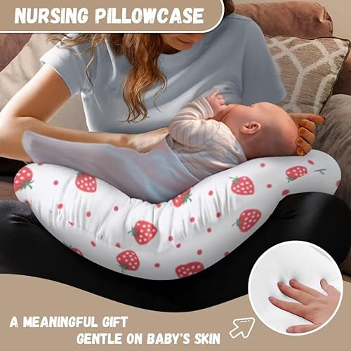 Miniatura 5 de TSVAGA Funda de almohada de lactancia para niñas, funda de almohada de lactancia materna de fresa para bebé, se adapta perfectamente a la funda de