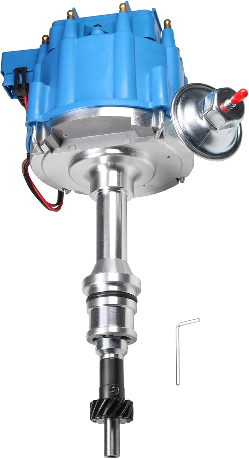 HEI Ignition Distributor with 65K Volt Coil Replacement For Ford Small Block SBF 221 260 289 302 5.0 Replace 1030211, 1030213, PE330, PE330U, JM6502BL Blue Cap