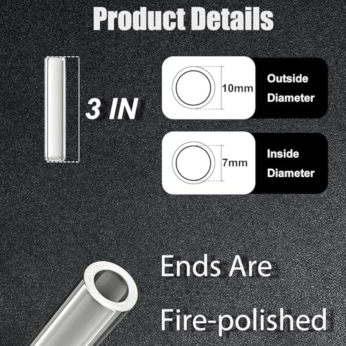 Image of 3 Inches Transparent Borosilicate Glass Tubes, 12 Pcs 10mm Diameter 1.5mm Thickness Glass Tubing with 1 Cleaning Brush for DIY Making Glass Crafts