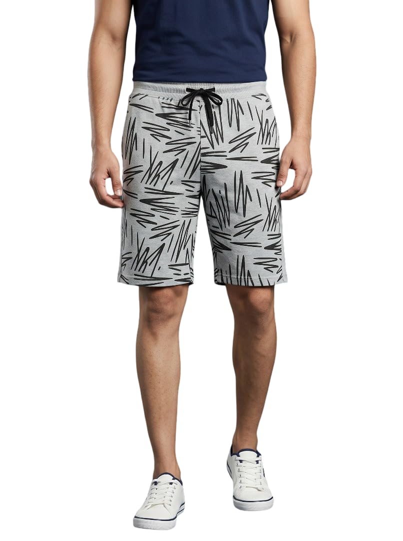 Men Black Printed Cotton Shorts | Elastic Waistband with Drawstring | Comfortable Casual & Loungewear Shorts-picture-44