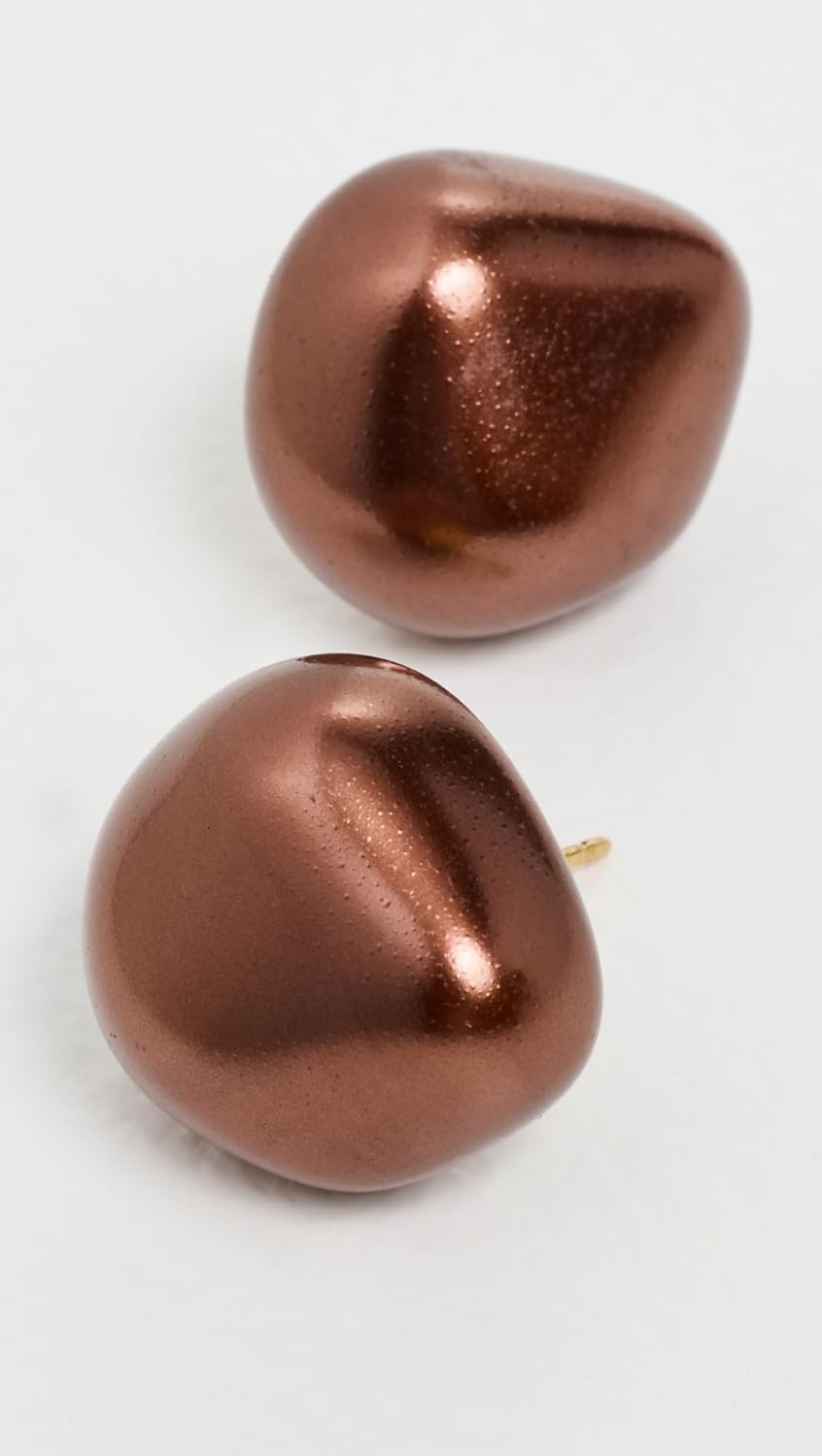 Kenneth Jay Lane Women's Copper Pearl Nugget Gold Pierced Earrings, Copper Pearl, One Size - Image 3