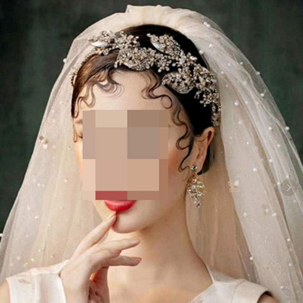 Simple And Elegant Bridal Veil the Soft Tulle Is Decorated With Pearls To Make You Look Elegant Go Well Party Supplies For Bridal Baptism Bachelor Parties Party Decorations 912 (Color : 01) (4)