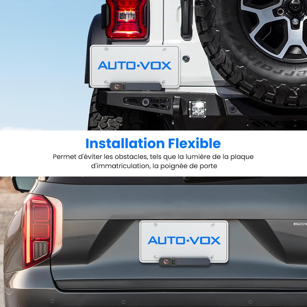 AUTO-VOX Camera de Recul sans Fil Solar avec Moniteur 5" 1080P: Batterie 5000mAh, Installation DIY 2 Mins, IP69K Imperméable, pour Fourgon/SUV/Camion/Remorque
