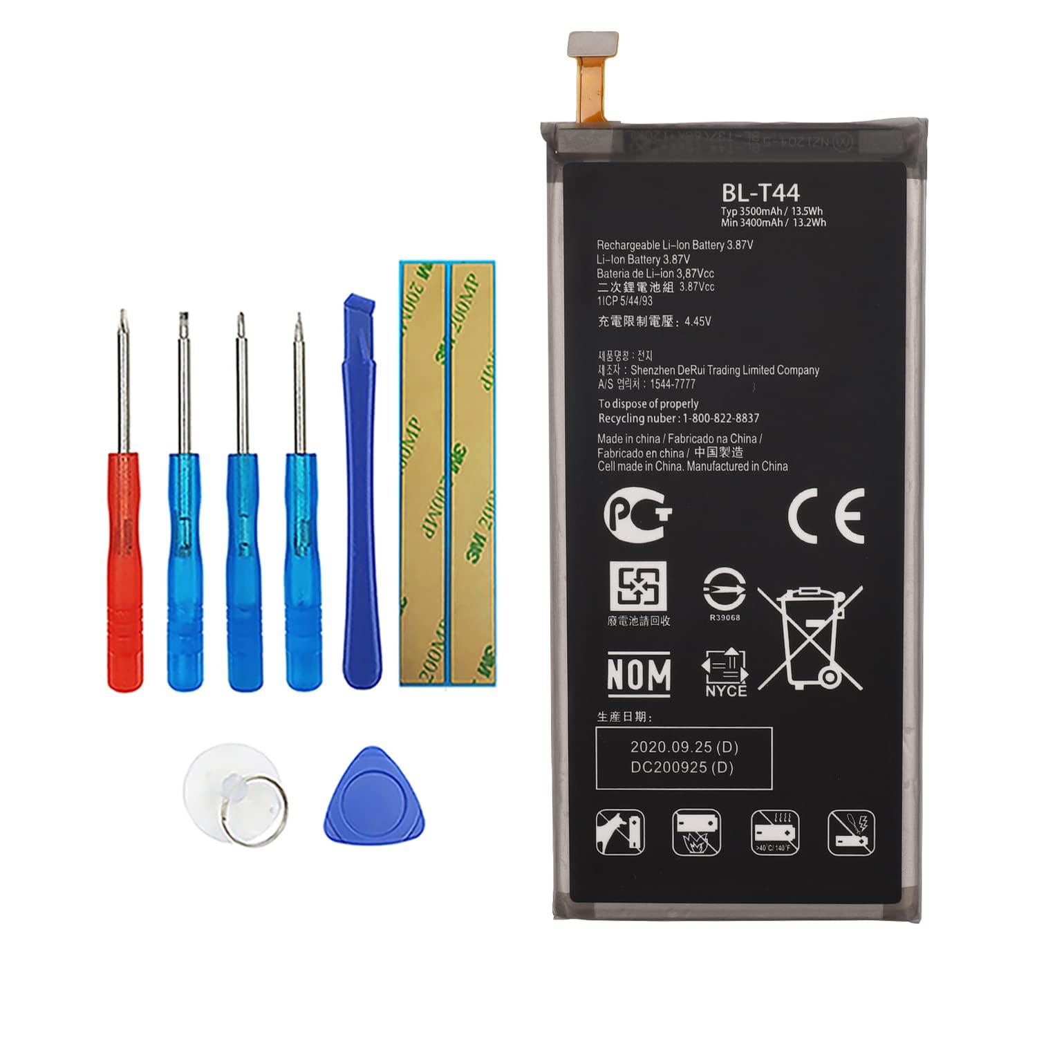 Vvsialeek BL-T44 replacement battery Compatible with LG Stylo 5 LM-Q720PS Q60 LM-X525HA LG K40s LMX430HM LM-X430 LG K50 LM-X520 with toolkit