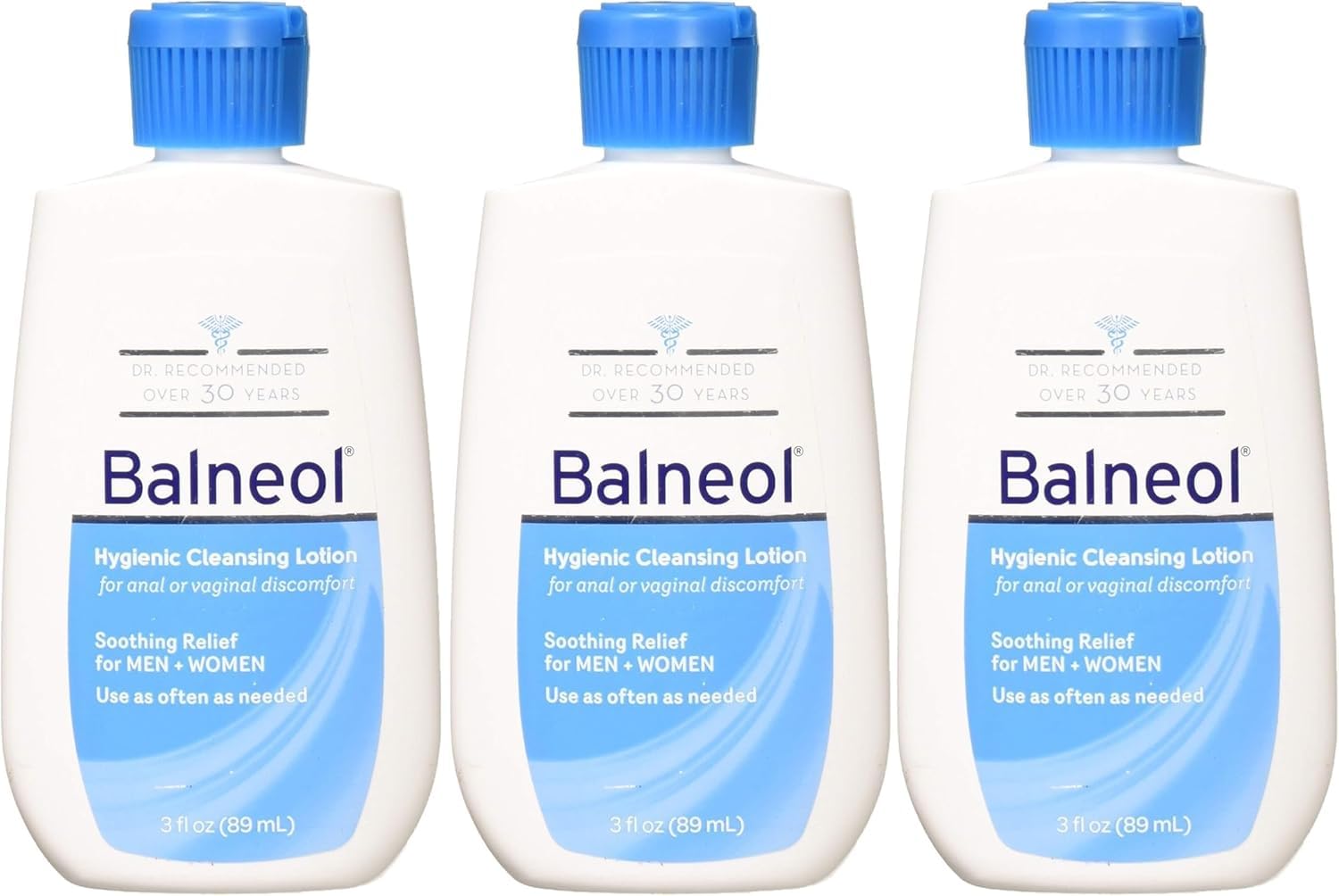BalneolHygienic Cleansing Lotion for Women and Men, Soothing Relief to Help With Pain Relief, Itch Relief, and Discomfort for Sensitive Areas, Made in USA - 3 Pack, 3 oz