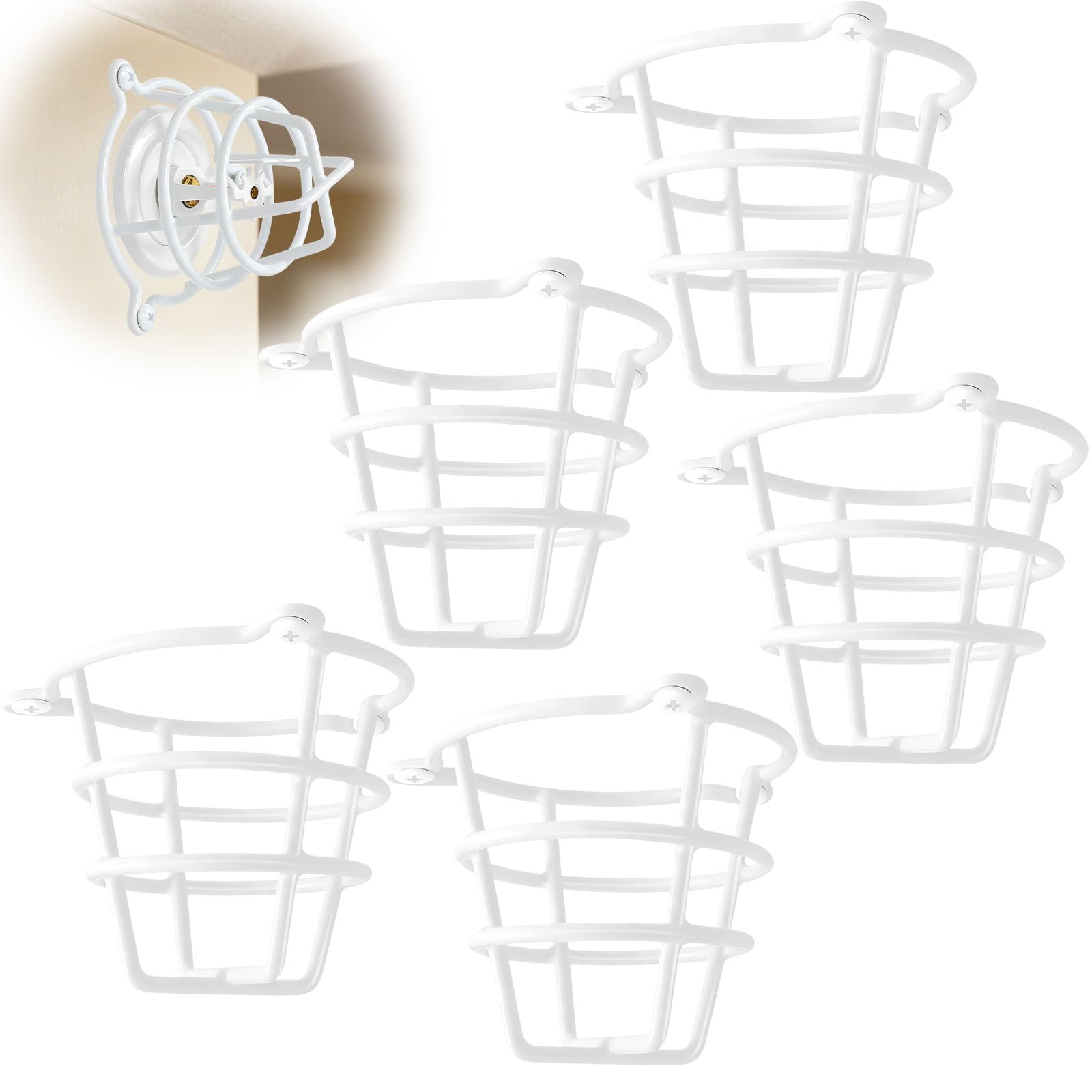 Happy Tree (5 Pack) White Fire Sprinkler Head Guard Cover for Both 1/2" & 3/4" Fire Head for Protecting Flush Mount & Side Wall & Pendent Head Semi - Recessed Sprinkler Head Cage