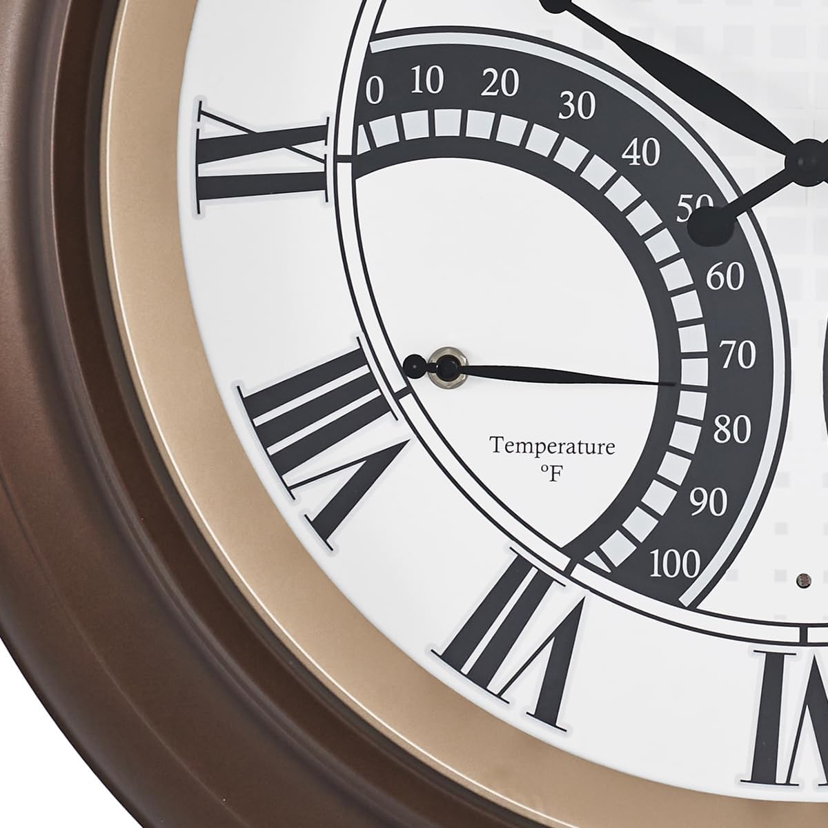 andy star 24 inch outdoor clocks waterproof,large outdoor wall clocks for patio with thermometer combo, silent weatherproof illuminated metal clock battery operated with thermometer&hygrometer, bronze