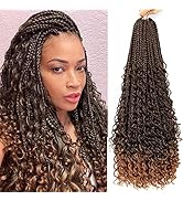 8 Packs Box Braids Crochet Hair with Curly Ends Goddess Box Braids Crochet Braids Bohe Soft Net S...