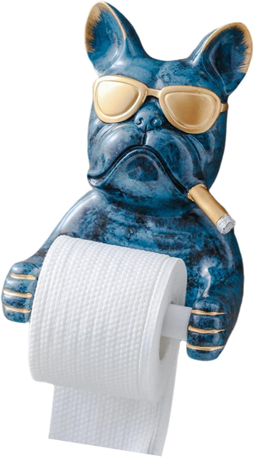 Sleek Dog Sculpture Paper Towel Holder for Modern Home Decor, Blue