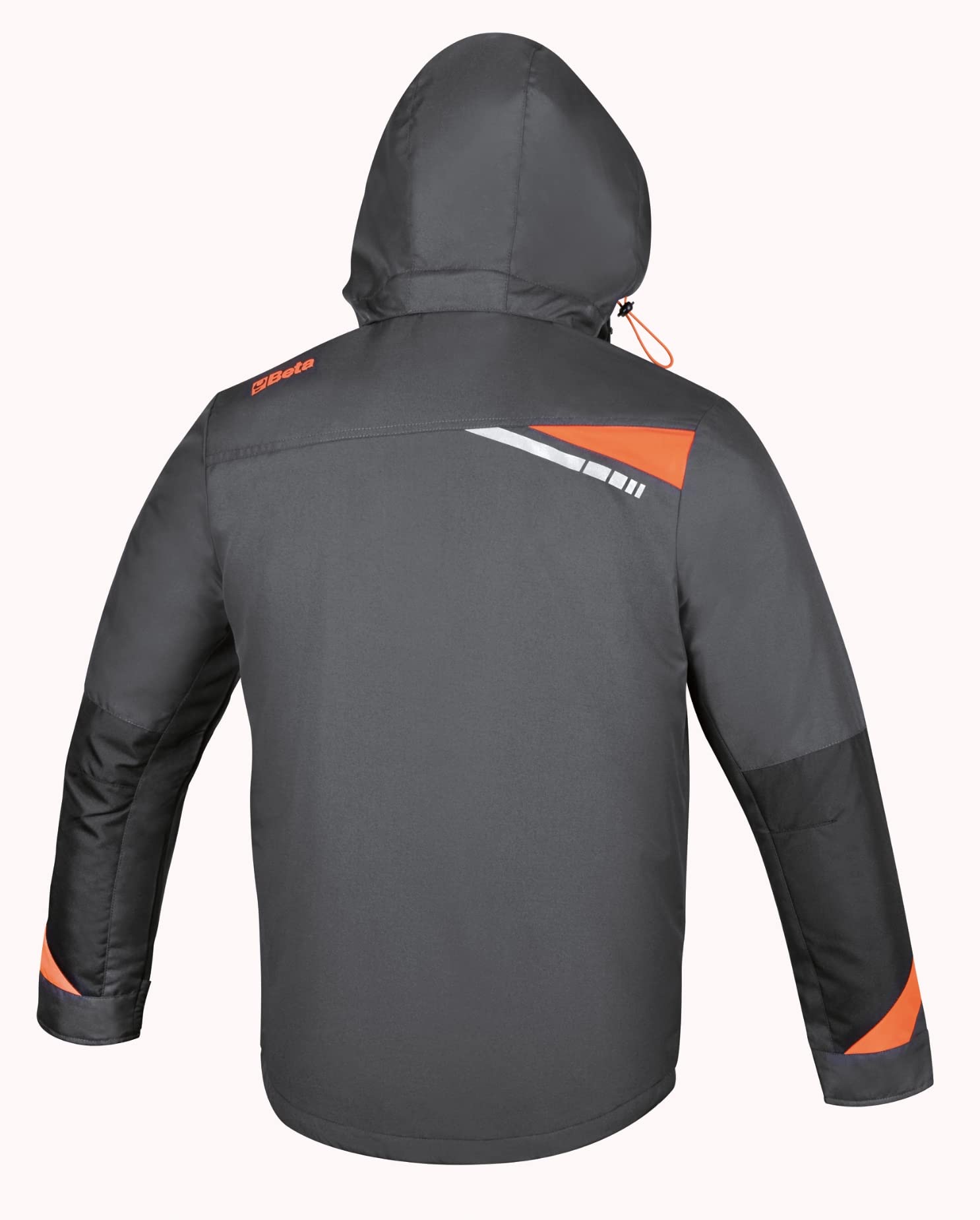 Beta Chaqueta de Trabajo de poliéster Oxford 300D Impermeable, con Revestimiento de PU, Gris con Cierre Frontal Doble con Cremallera y Botones automáticos, Multibolsillos para Hombre