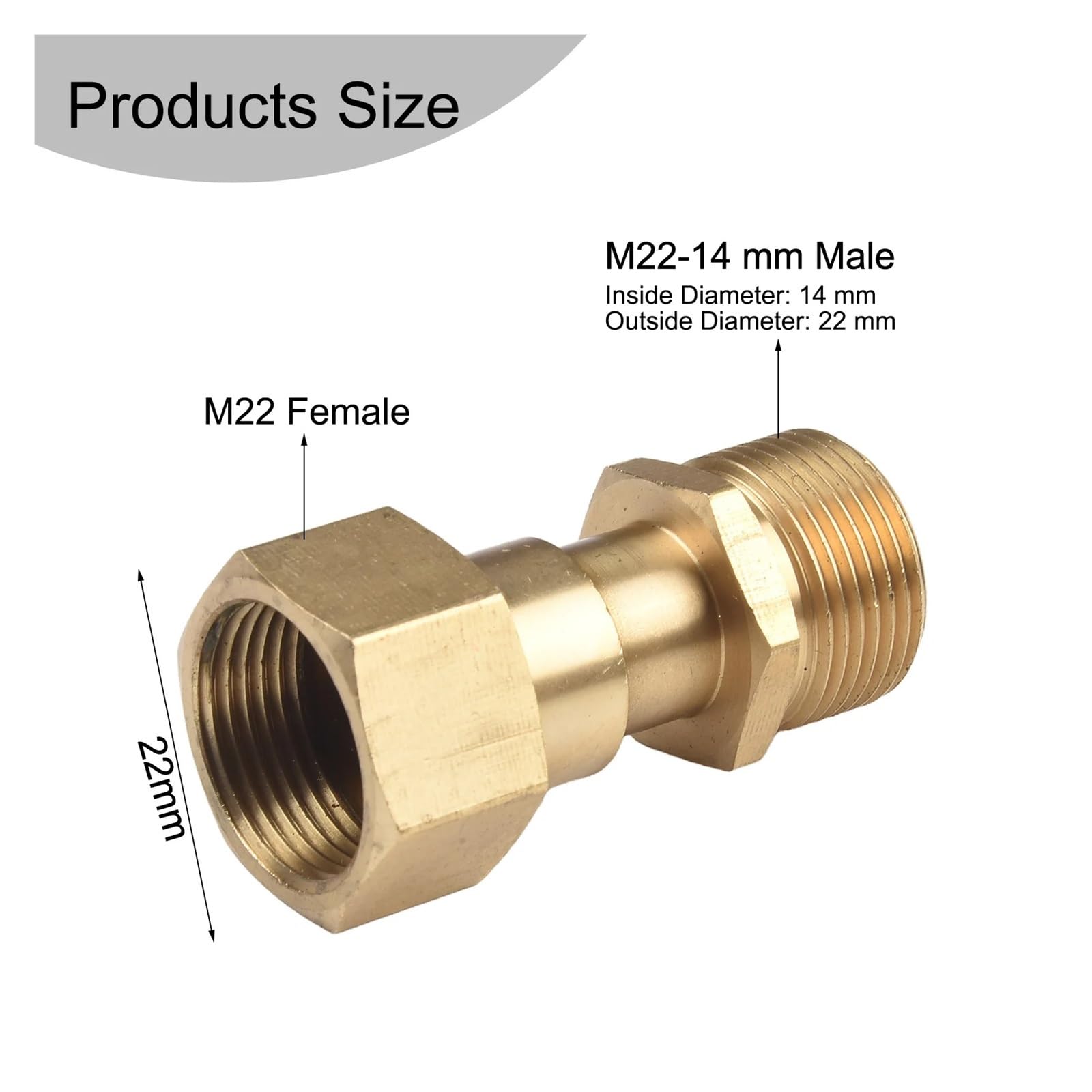 Adattatore M22 per idropulitrice con connettore girevole in ottone da 14 mm per maggiore movimento e durata, ideale per idropulitrici e applicazioni di pulizia