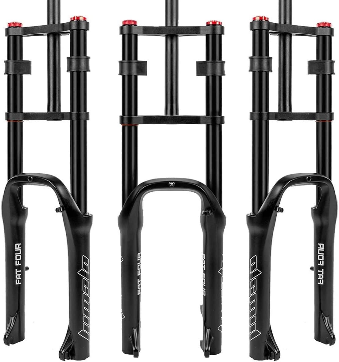 WIQUYBML Snow Bike Air Fork 20inch Beach For 4.0 Tire Travel 110mm Fat Suspension Double Shoulder 1-1/8" Adjustable Rebound Disc Brake QR MTB ATV XC AM