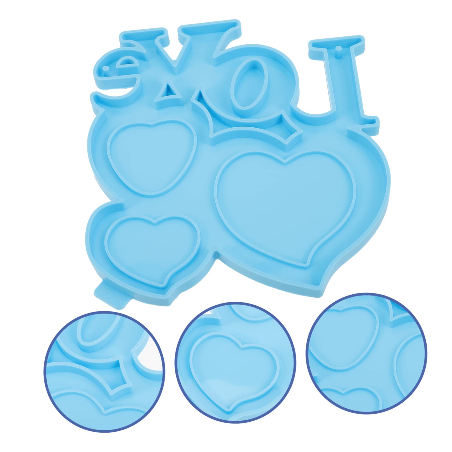 Tofficu 5 Pièces Moule de Cadre Photo d'amour Ice Pop Moule à Bonbons tourbillonnant Photo Cadre personnalisée Valentines Day Decoration décor Saint Valentin en Silicone Blue
