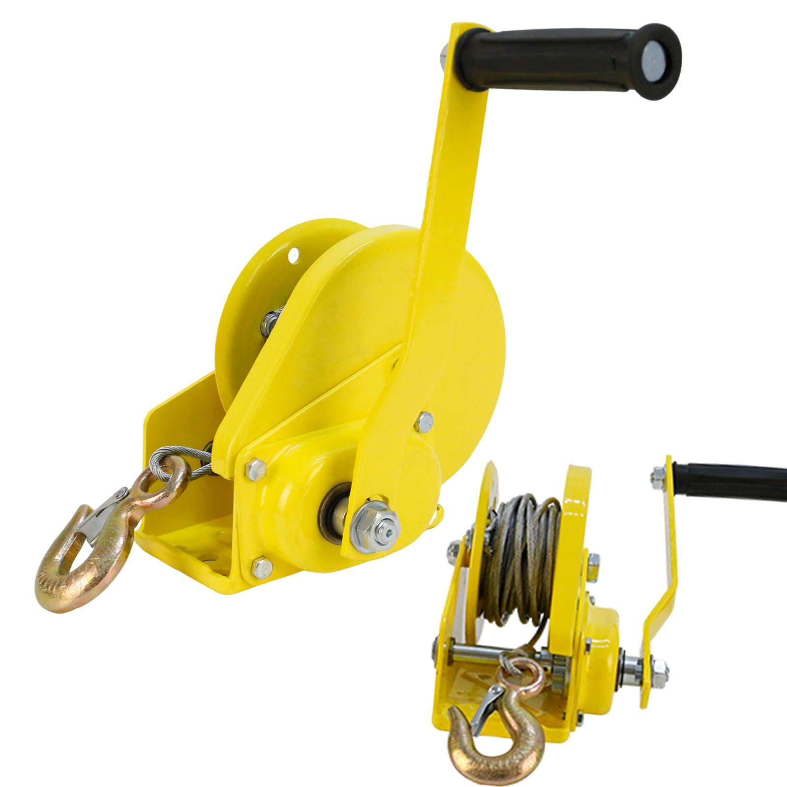 Verricello Manuale 1200 Lb Con Freno Automatico E Cavo Acciaio 10 M – Argano Portatile Per Auto, Barca, Rimorchio E Uso Esterno