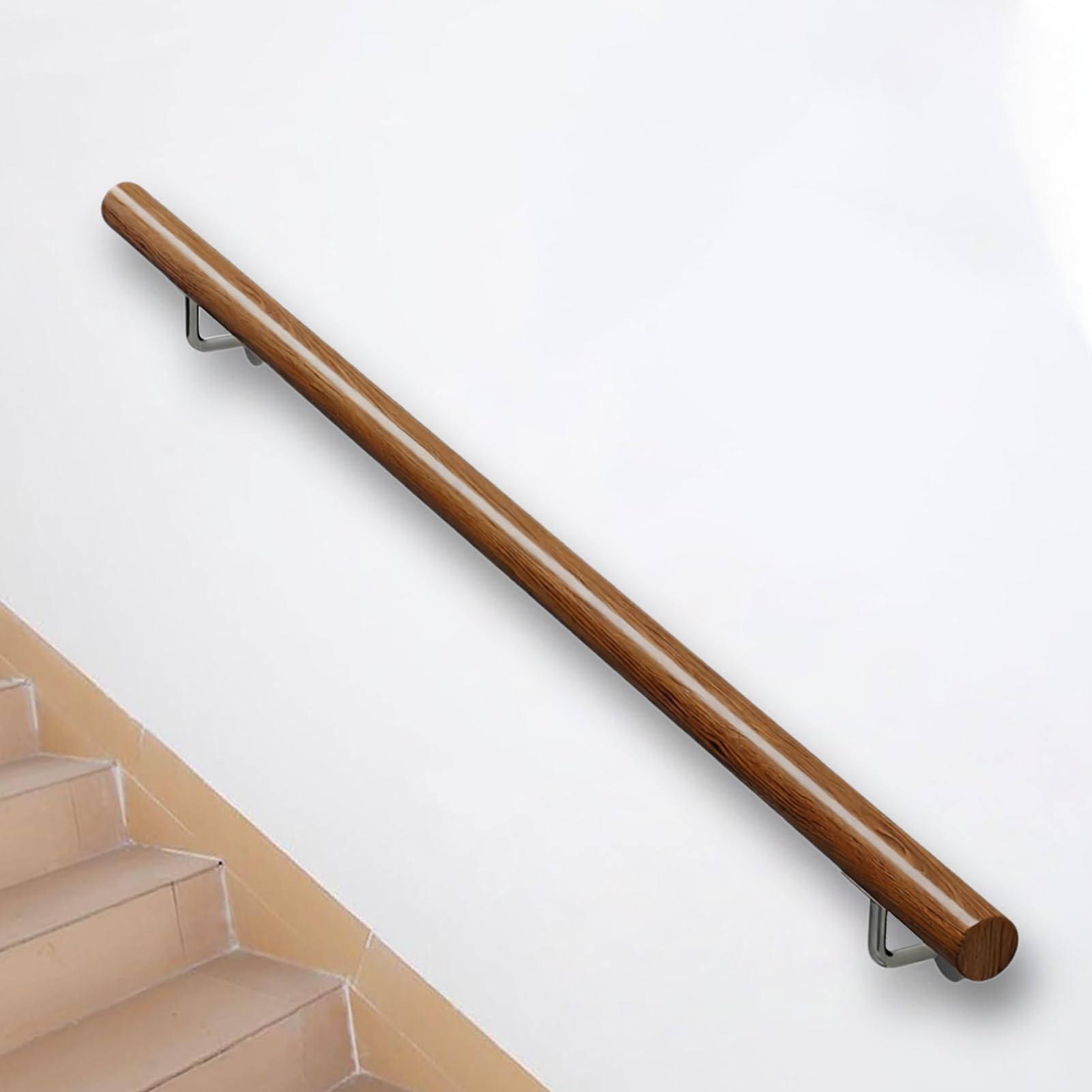 DMCHENGMA Sturdy Solid Wood Stair Handrail, 1ft - 15ft Round Banister Anti-Slip Support Rail for Indoor and Outdoor Staircases(13ft/390cm)