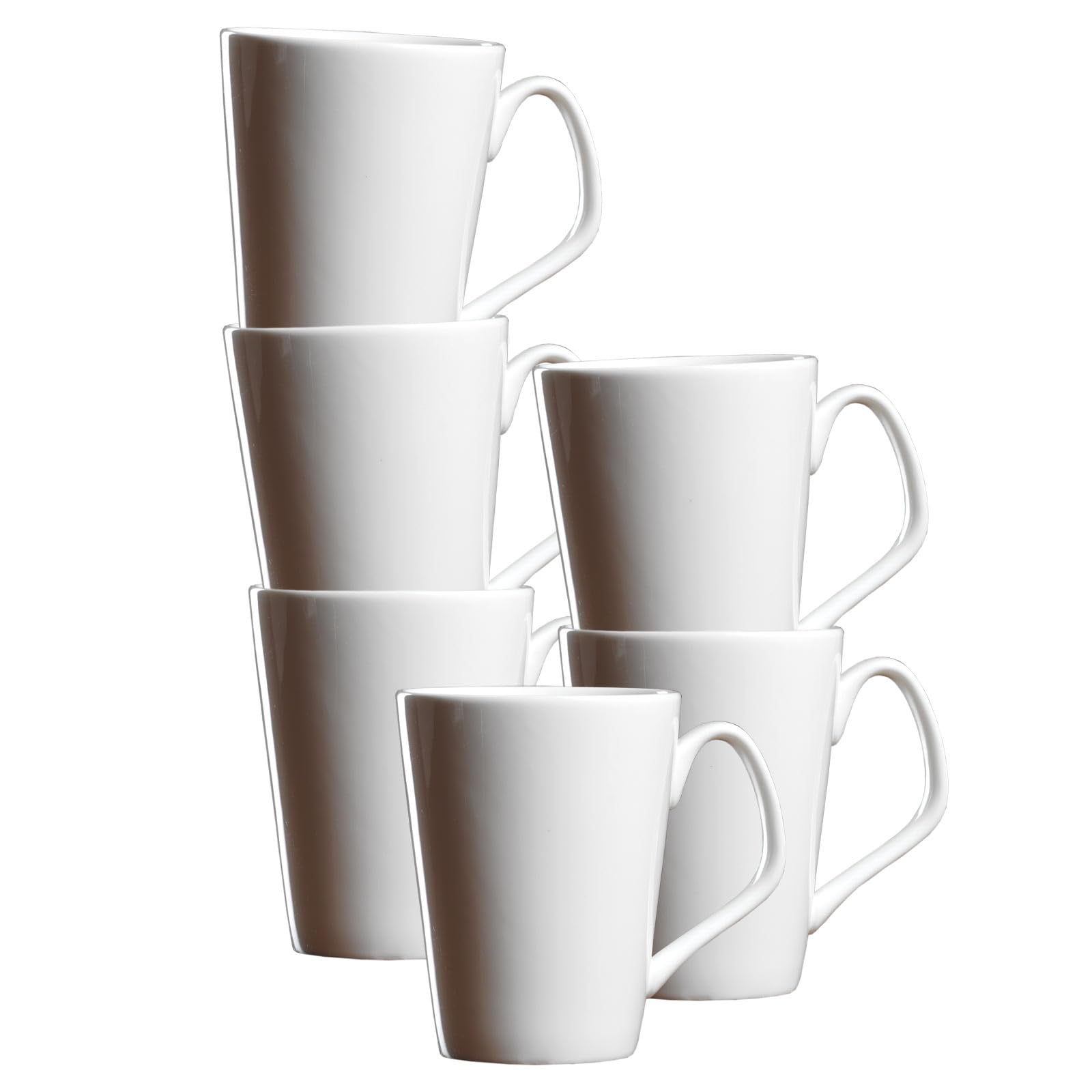 Ritzenhoff & Breker Arena Henkelbecher 6er Set | 340 ml | Kaffeebecher mit kantiger Form | Porzellan | Spülmaschinen- & Mikrowellengeeignet | Weiß