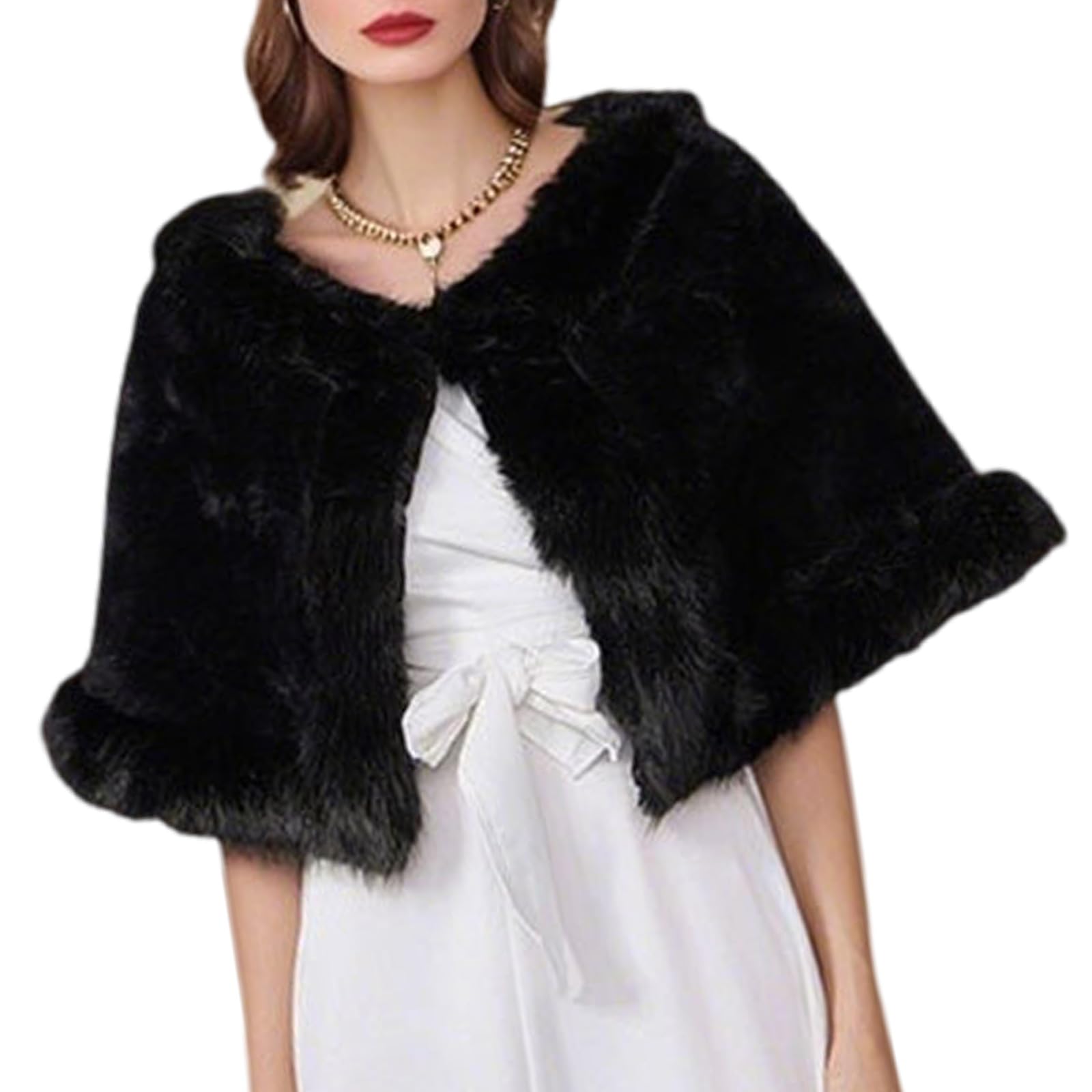 Écharpe légère en fourrure noire accessoire d'hiver chaud et doux - 8