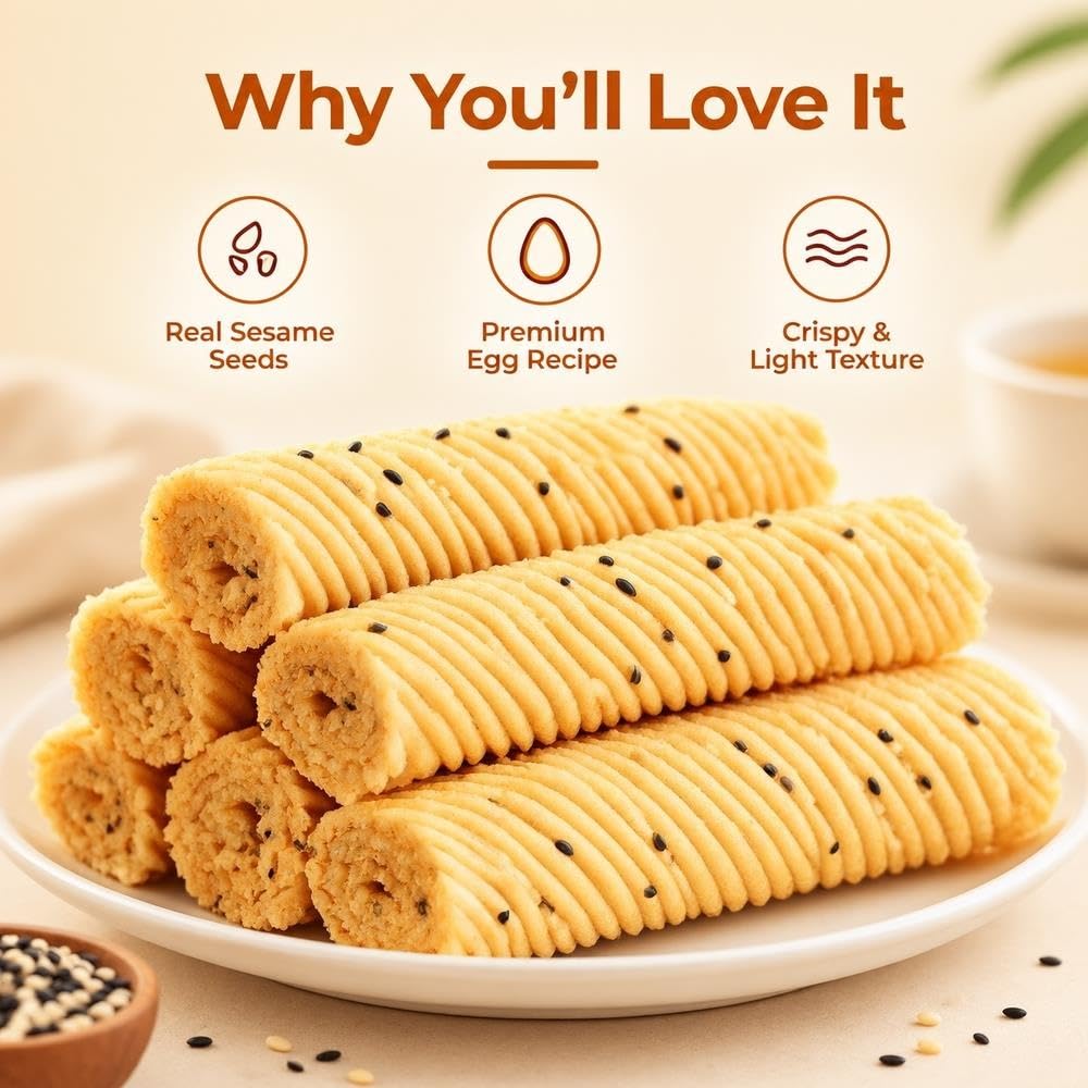Rollo De Huevo Con Sésamo Galletas Crujientes 520g Party Snack