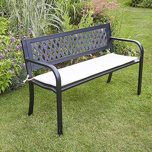 BFW Meadow Black Garden Bench Metal 2 Seater Patio Seating Ornate Design