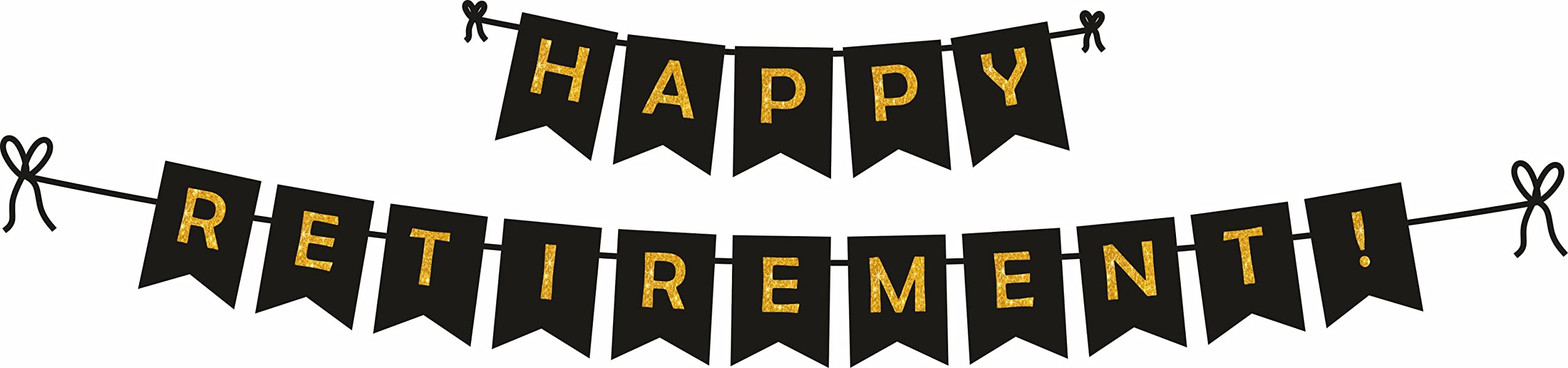 Untumble Happy Retirement Bunting Banner for Retirement Party Decorations - Letter Bunting Flag Banner in Black & Gold Color Theme - Pack of 1-image-25