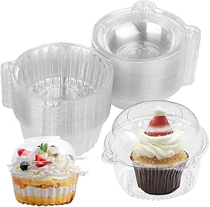 70 Pack Individual Cupcake Containers,Single Disposable Clear Plastic Dome Cupcake Holders Cases Individual Cupcake Boxes Bulk