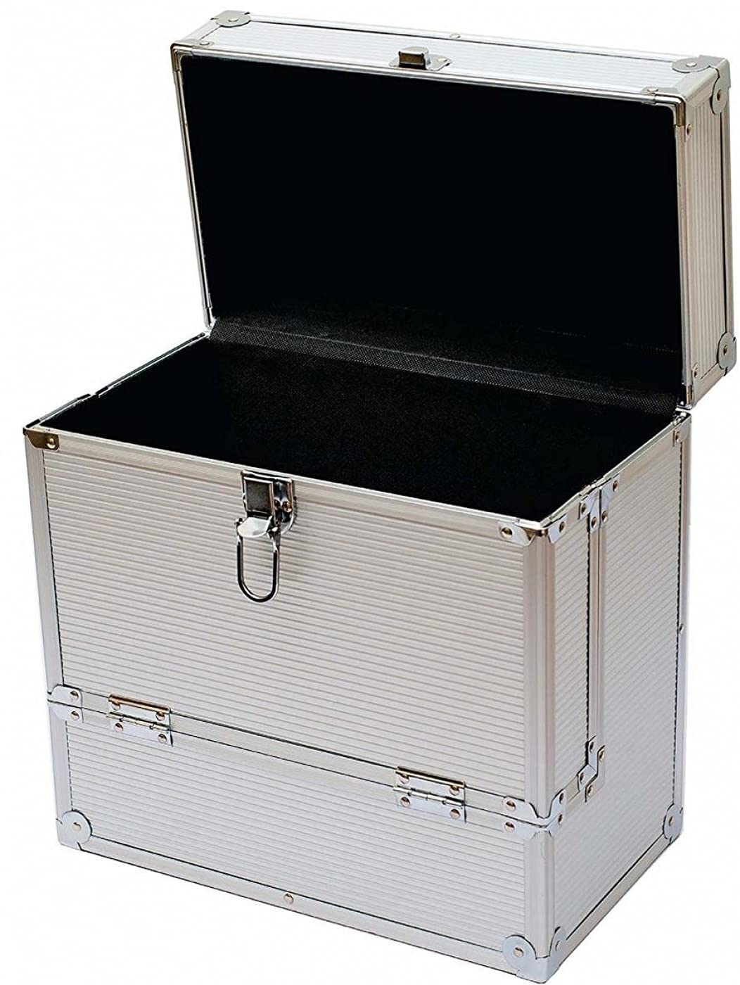 Valise à disques vinyle verrouillable pour 40 plateaux Argenté 33 x 19 x 34 cm