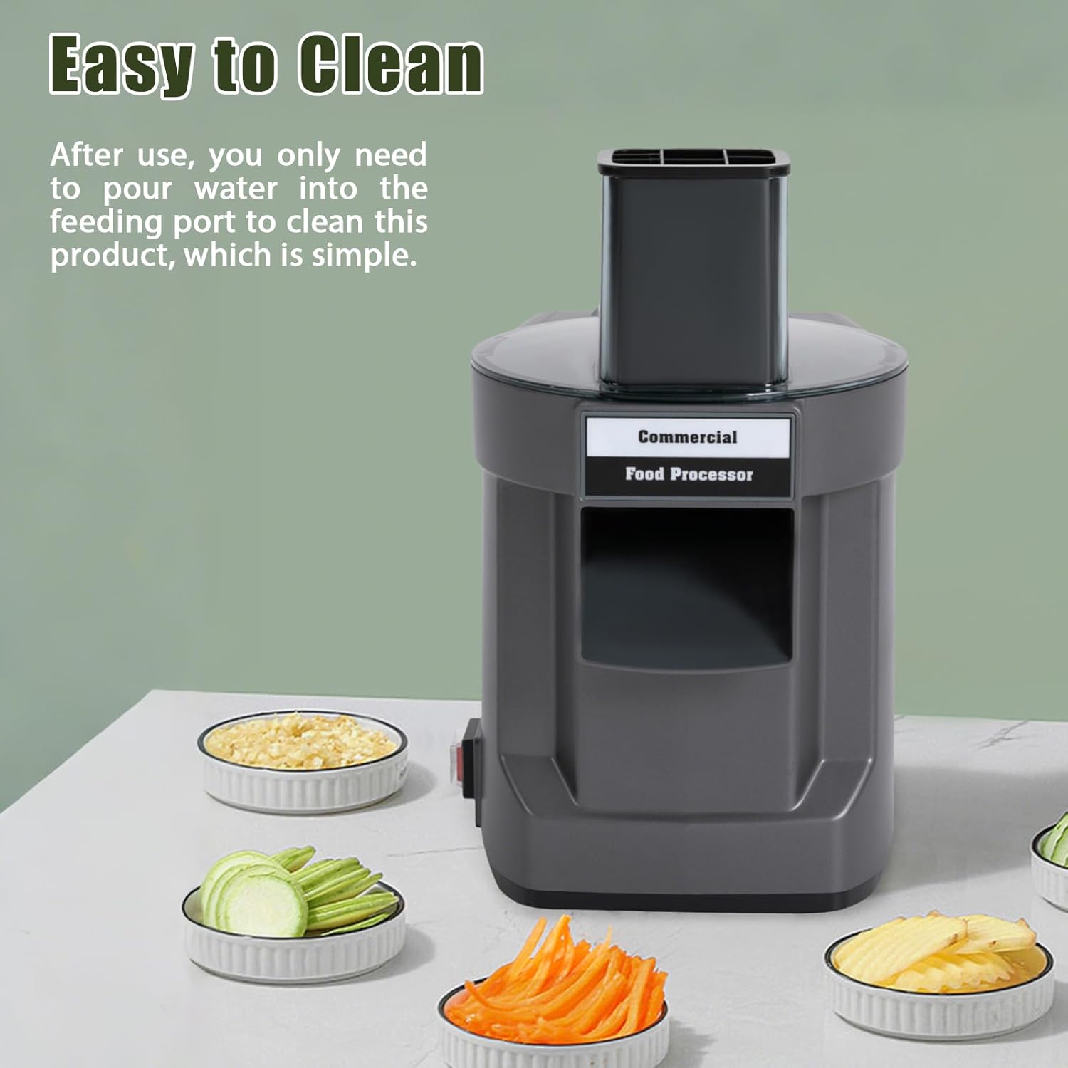 3-In-1 Commercial Vegetable Cutter, 110V Heavy Duty Multifunctional Vegetable Processor Electric Vegetables Chopper Salad Maker Food Processor Grater Slicer Dicer Machine for Home Kitchen Use