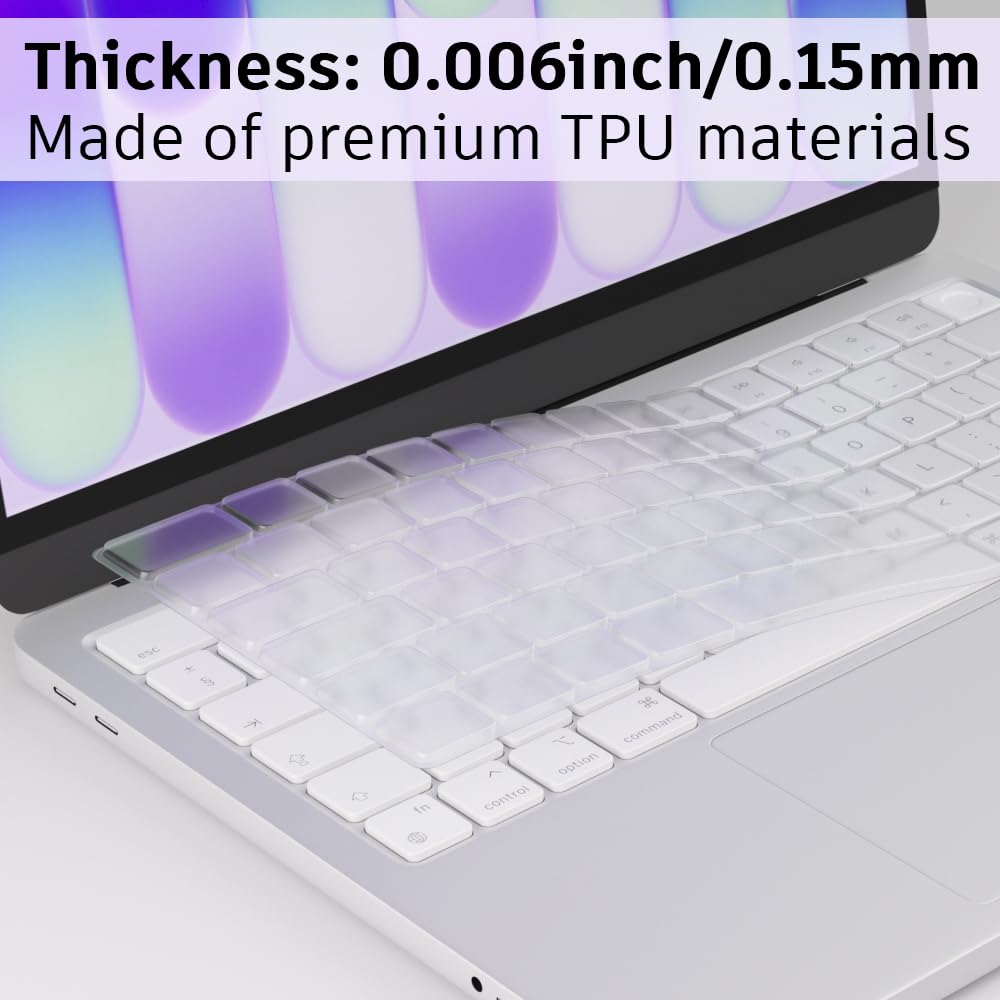 Funda para teclado para MacBook Neo 2026 de 13 pulgadas A3404 A18 Pro con Touch ID UK/EU, diseño antiderrames, a prueba de polvo, lavable, protector de accesorios (transparente)