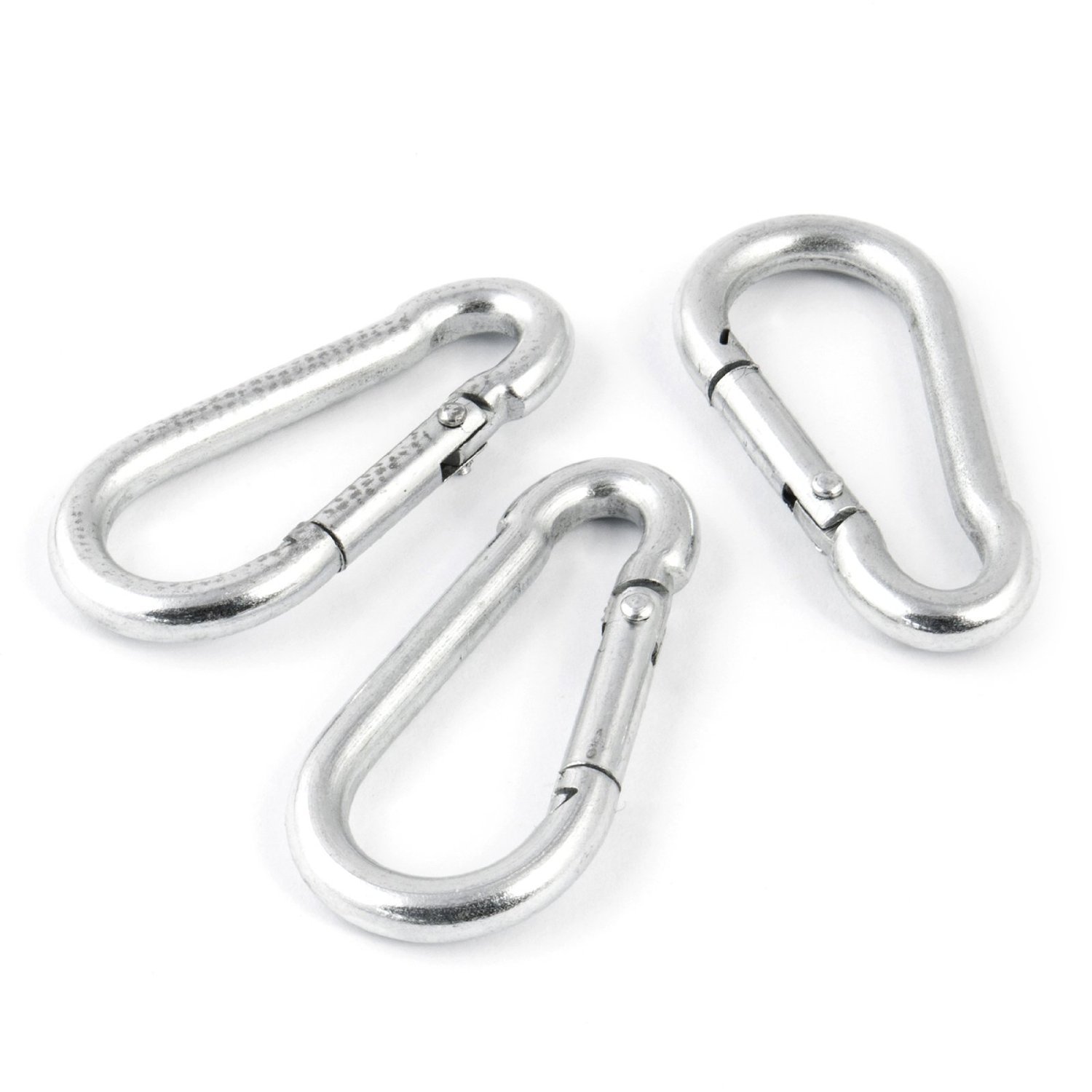 100 piezas Mosquetón para bomberos 10mm | Acero C15, galvanizado según normas de calidad DIN 5299 C | Cierre con resorte con gancho Mosquetones en acero galvanizado Accesorios para cuerdas [DQ-PP]