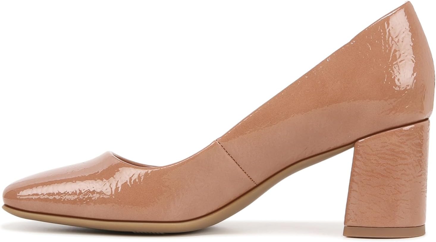 Naturalizer Womens Warner Square Toe Block Heel Pump Hazelnut Brown Patent 10 W