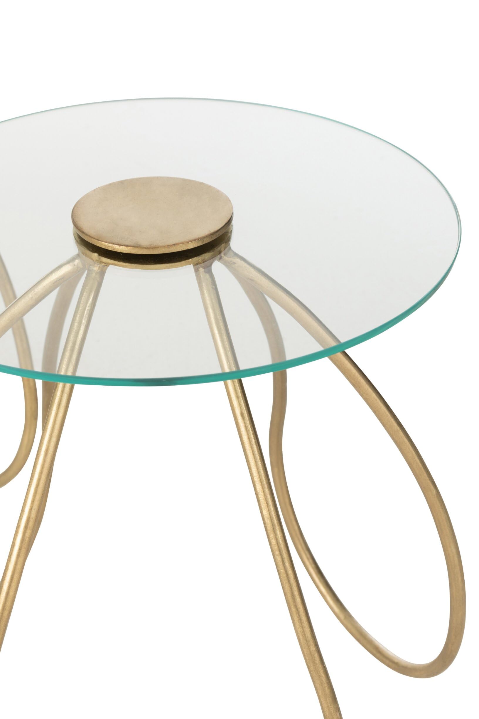 J-Line Table Rond - métal/Verre - Or - Set de 2