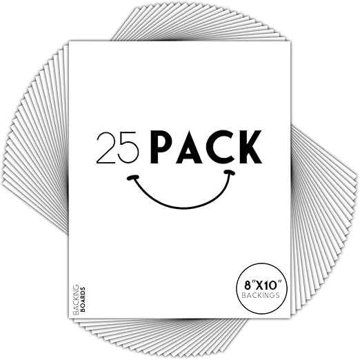 Golden State Art, 25 Pack 8x10 Bright White Backing Board for Frames, Pictures, Photos and More