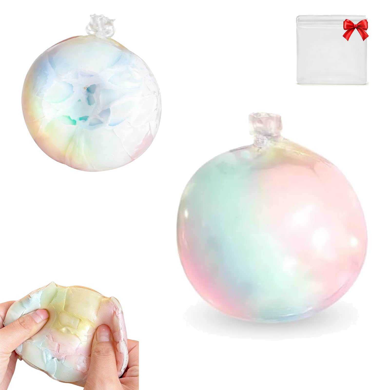 Wax Cracking Squishy, Cracking Wax Ball Squishy, Shell Can Be Cut Open For Bare-Hand Fun, Soft Gel Fidget Ball with Crackable Texture for ASMR & Stress Relief (B)