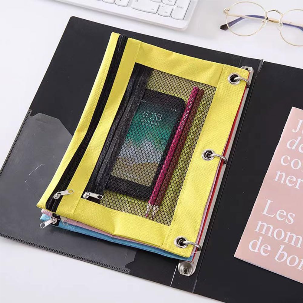 Multipurpose Binder Pencil Pouch 3 Ring Binder Pencil Bag with Clear Window – 24 Pack, Durable Oxford Fabric, 8 Assorted Colors - Image 7